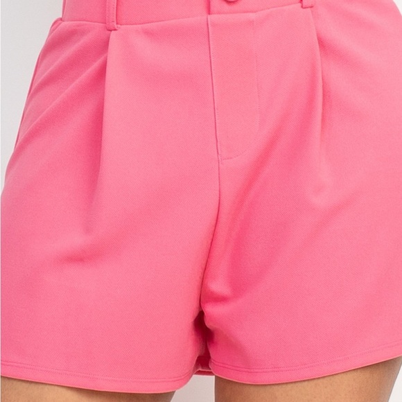 Hot pink high waisted flare shorts - Picture 7 of 10